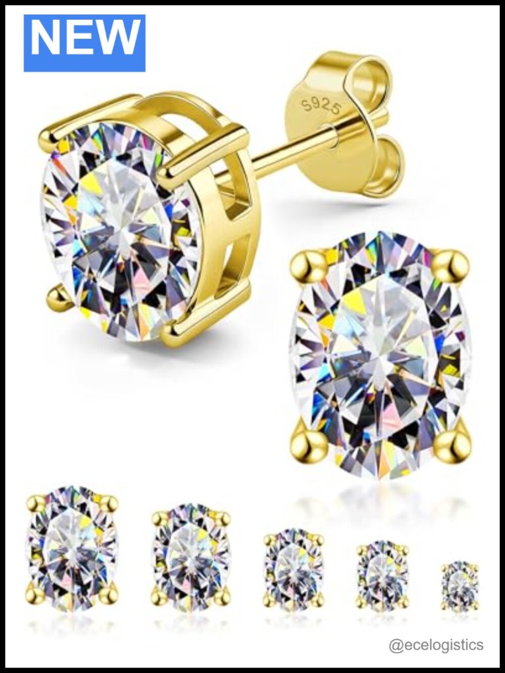 Oval Cut Moissanite Stud Earrings S925 Sterling Silver